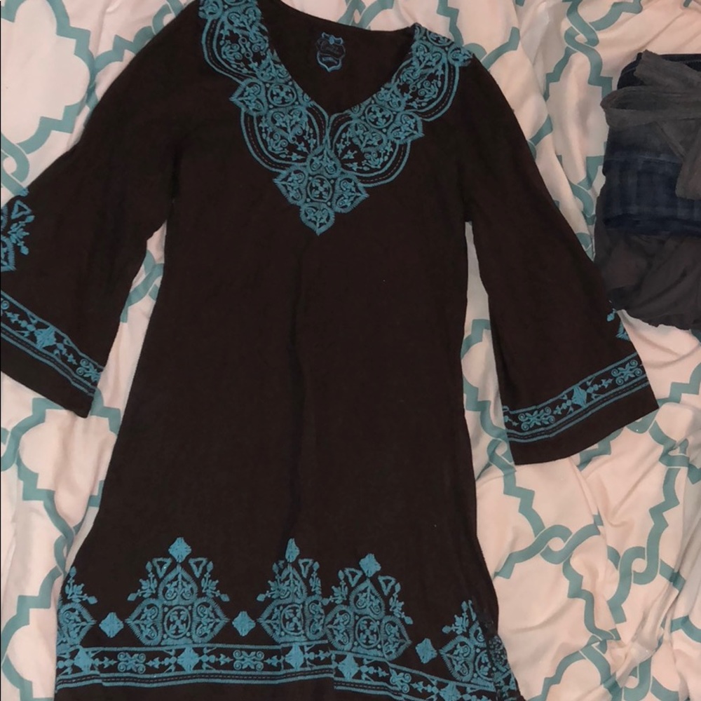 Blue and brown dress